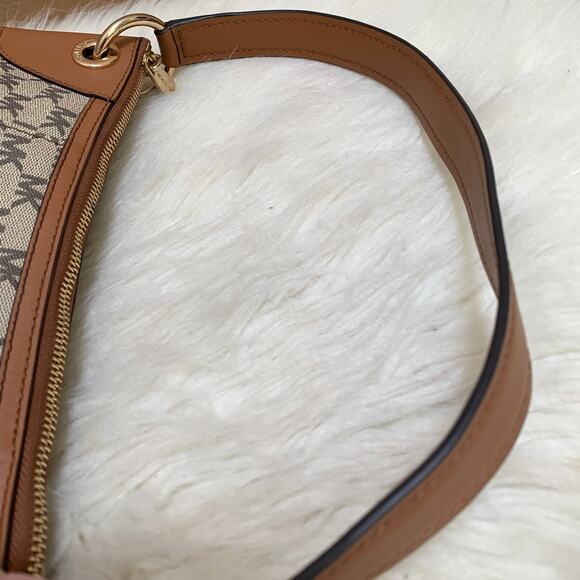 MICHAEL KORS JET SET Logo Nat'l/Acorn Large Pleated NS Convertible Shoulder Bag - Picture 8 of 16